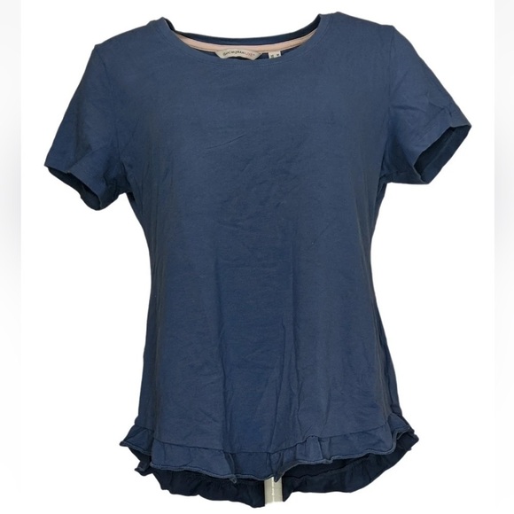 NWOT Isaac Mizrahi Live! Scoop Neck Curved Ruffle Hem Knit Top M Medium Blue - Picture 2 of 14